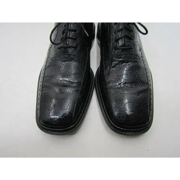 Mezlan Mens Size 9.5 M Black Leather Ostrich Leg Oxford Dress Shoes
